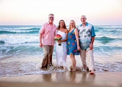 bride with family on beach