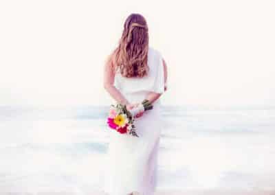 bride looking at ocean
