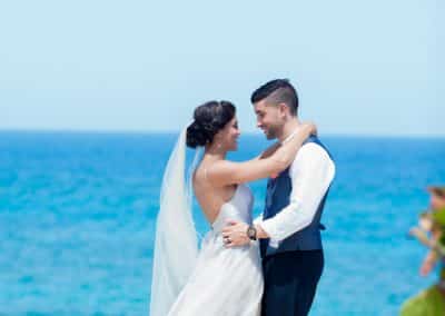 destination wedding bride and groom hug