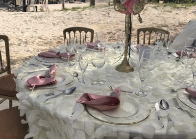 table setting on beach