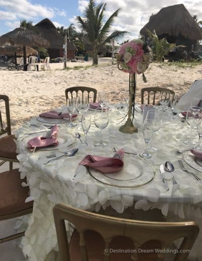 table setting on beach