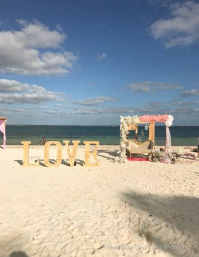 LOVE words on beach