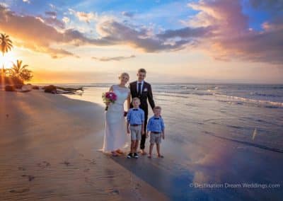 family on beach